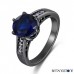 Cincin Unisex Import Blue Sapphire 10K Black Gold Filled Mans Ring Size 7 Bisa Dipakai Pria Ataupun Wanita